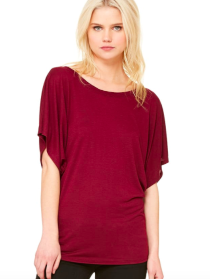 Flow Draped Sleeve Tee- Maroon