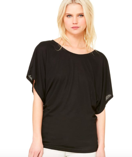 Flow Draped Sleeve Tee- Black
