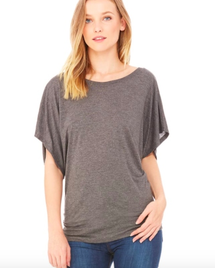 Flow Draped Sleeve Tee- Heather Grey