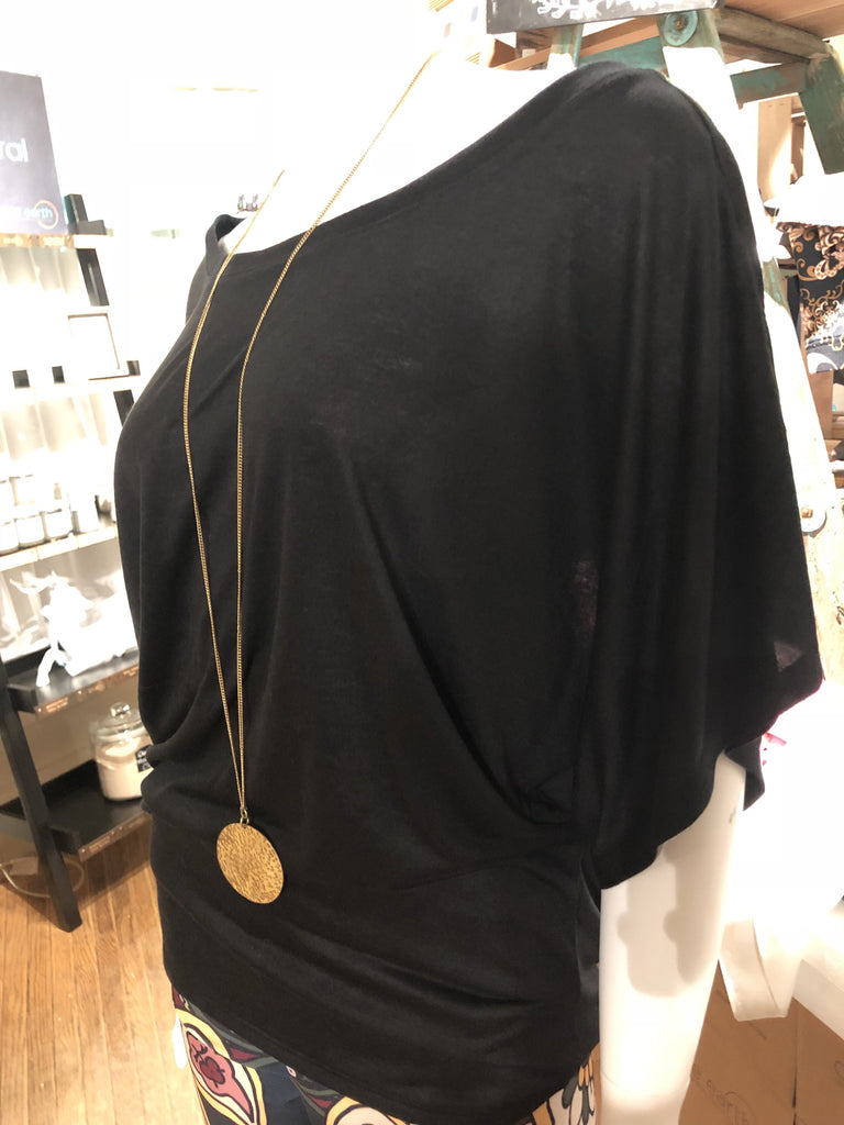 Flow Draped Sleeve Tee- Black