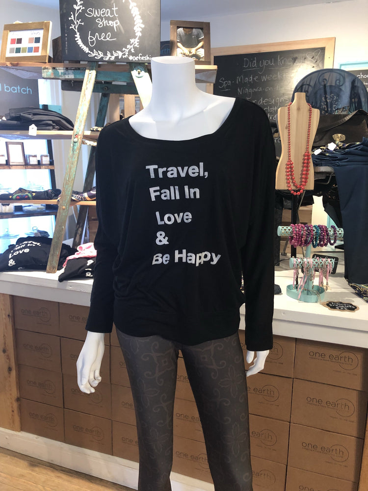 Long Sleeve Tee- Travel, Fall in Love & Be Happy