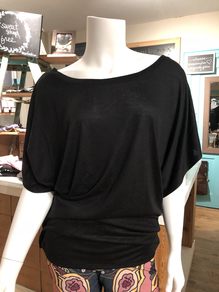 Flow Draped Sleeve Tee- Black