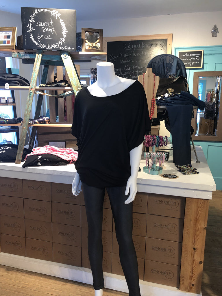 Flow Draped Sleeve Tee- Black
