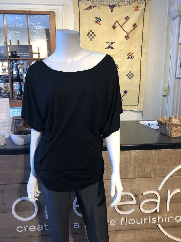 Flow Draped Sleeve Tee- Black
