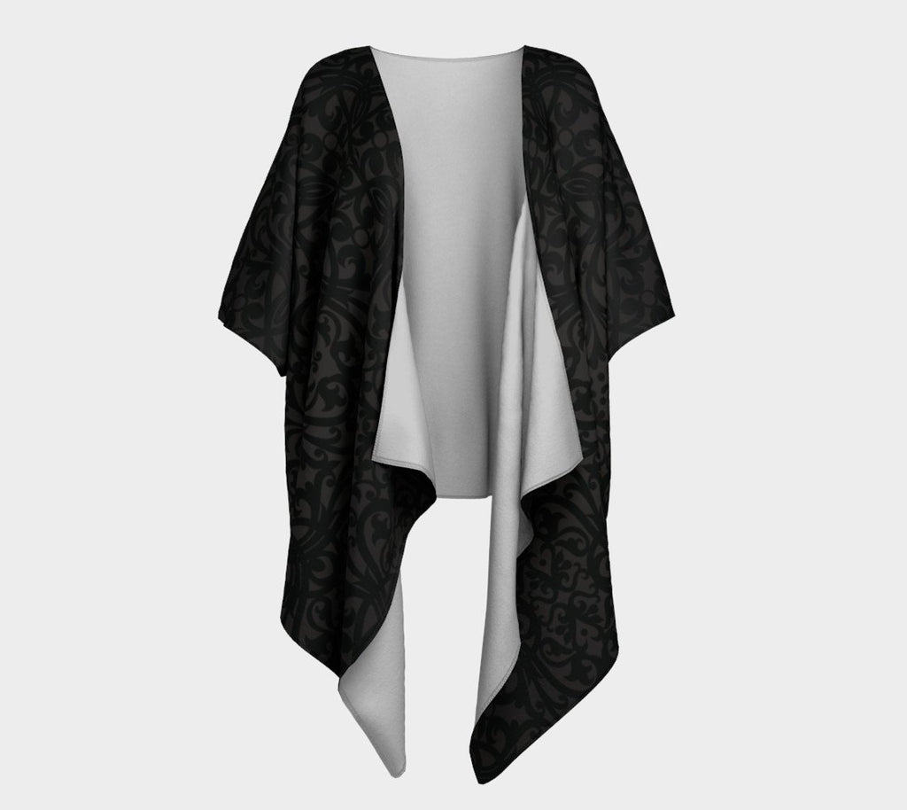 Black Lace Draped Kimono